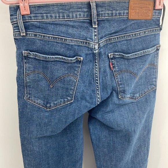 levi’s premium high rise straight jeans slightly distressed side slits sz 26 - Picture 10 of 11